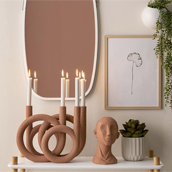 Candle Holder 'Ring' Sculpture - Terracotta - Five And Dime