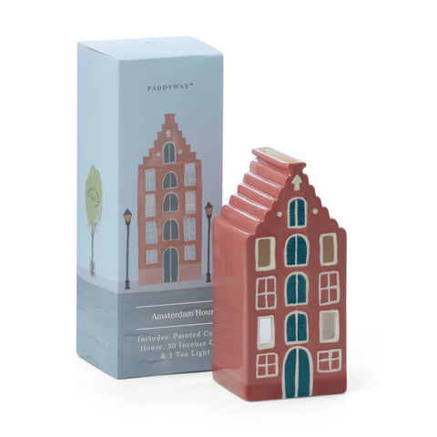 Amsterdam House Incense & Tea Light Holder (1 Tea Light & 20 Incense Cones)