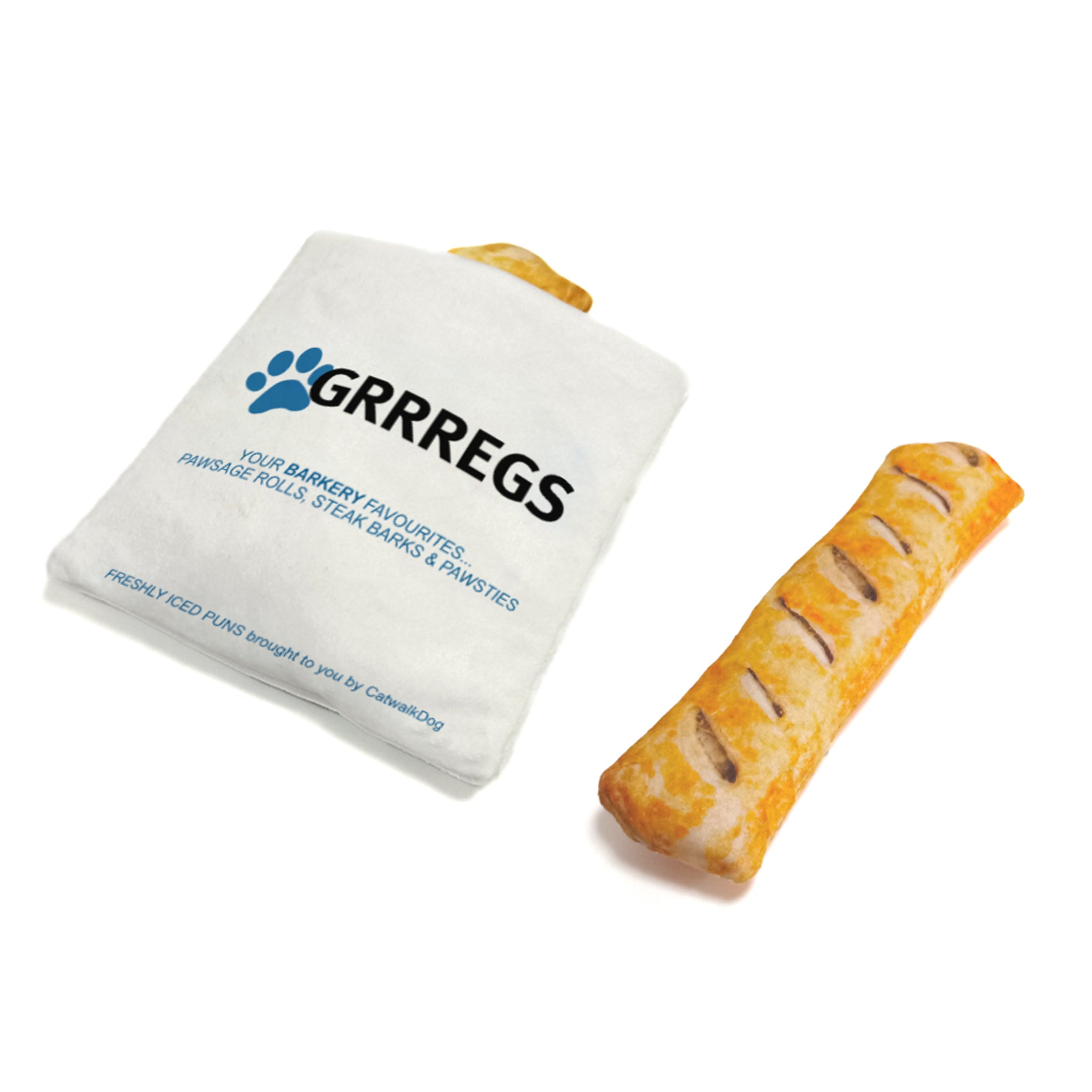 Grrregs Sausage Roll & Bag - Plush Dog Toy – Five And Dime