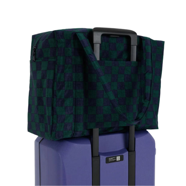 Navy Green Check Carry On Bag 2