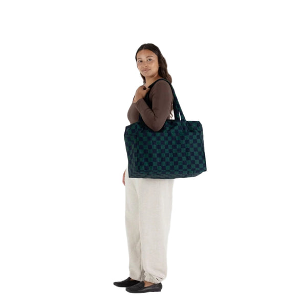 Navy Green Check Carry On 3