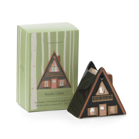 Nordic Cabin Incense & Tea Light Holder (1 Tea Light & 20 Incense Cones)
