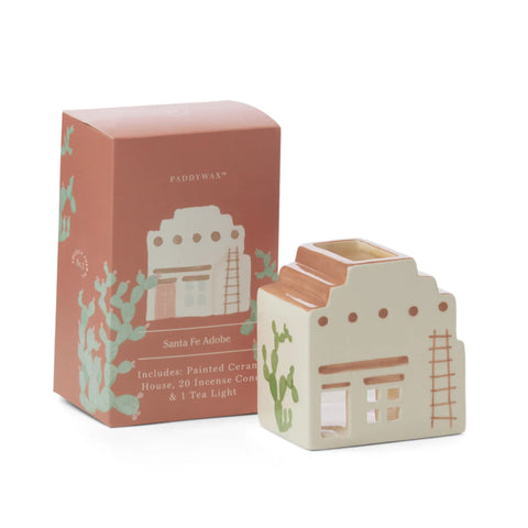 Santa Fe Adobe Incense & Tea Light Holder (1 Tea Light & 20 Incense Cones)