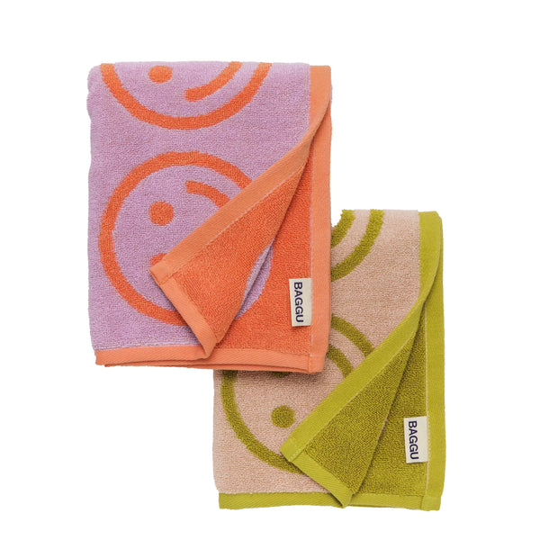 Set Of 2 Hand Towels - Happy Lilac Ochre Baggu