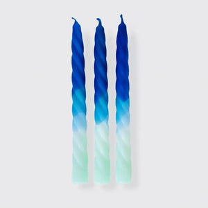 Set Of 3 Dip Dye Twisted Blueberry Candles