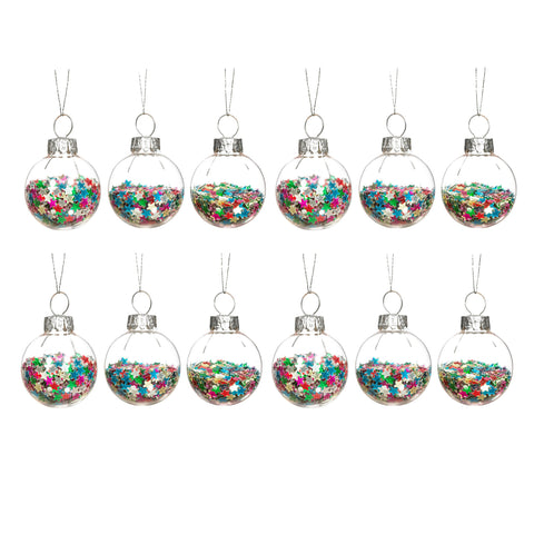 Mini Disco Stars Baubles - Set Of 12