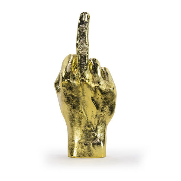 'The Finger' Hand Sculpture - Gold Bitten Design