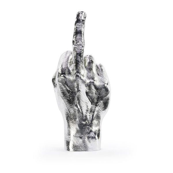 'The Finger' Hand Sculpture - Silver Bitten Design