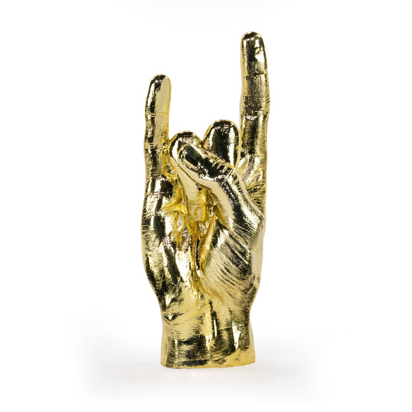 'Rock On' Gold Hand Sculpture / Jewellery Holder - Five And Dime