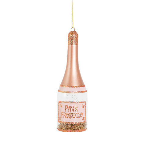 Pink Prosecco Glitter Bauble