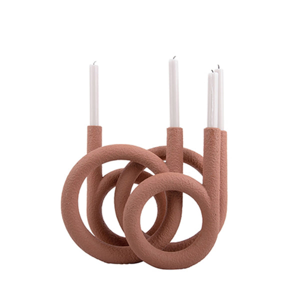 Candle Holder 'Ring' Sculpture - Terracotta