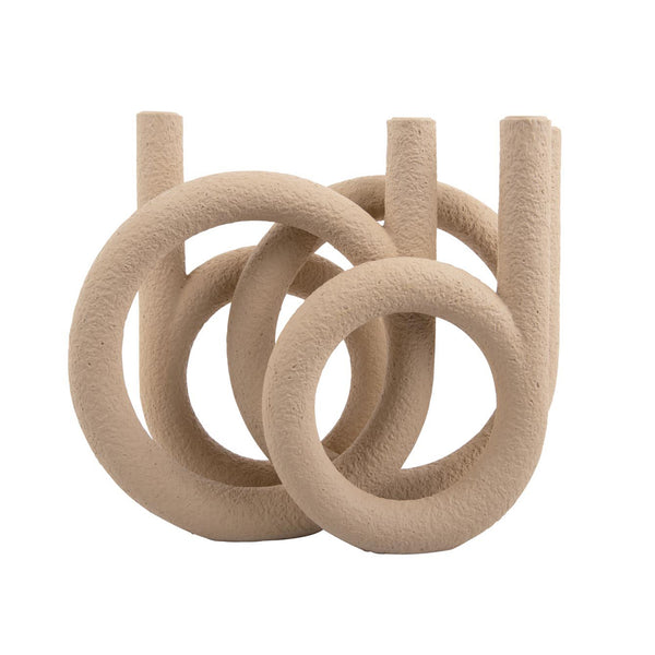 Candle Holder 'Ring' Sculpture - Sand - Five And Dime
