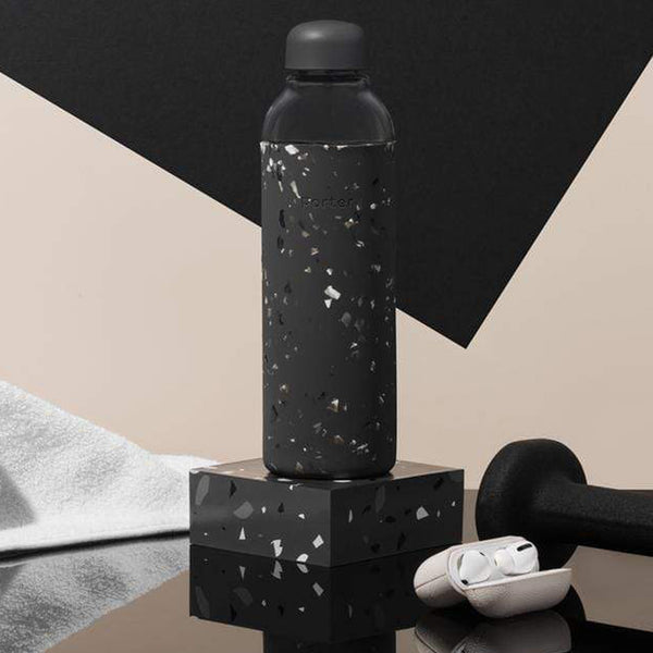 Terrazzo Water Bottle - Charcoal - Five And Dime