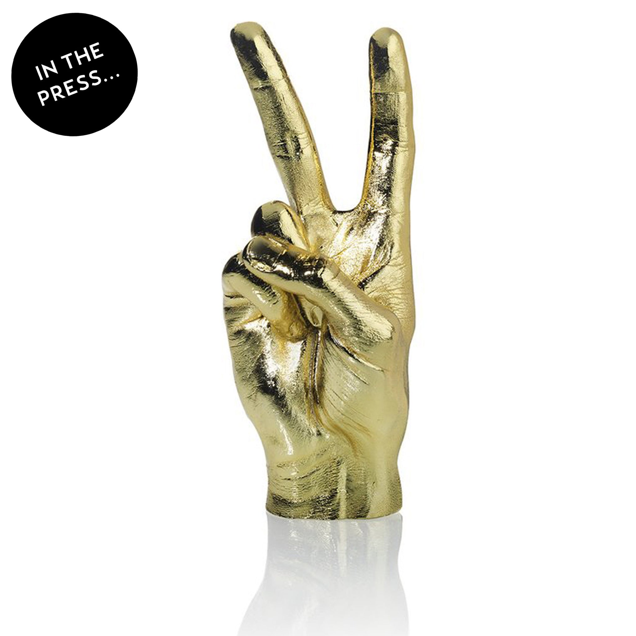 Gold 'Peace' Hand Sculpture / Jewellery Holder Bitten