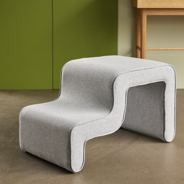 Grey Stepped Pouffe - Five And Dime